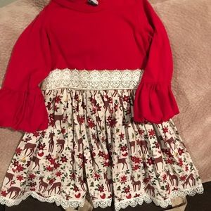 Reindeer Christmas Dress Girls 5